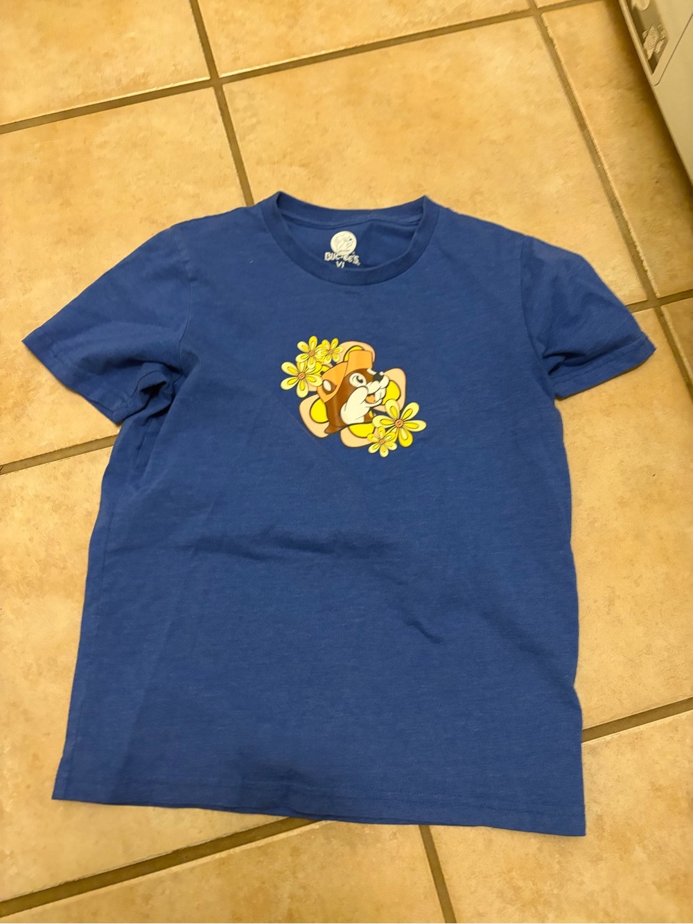 Blue Kids Bucees T-Shirt with beaver and Flowers